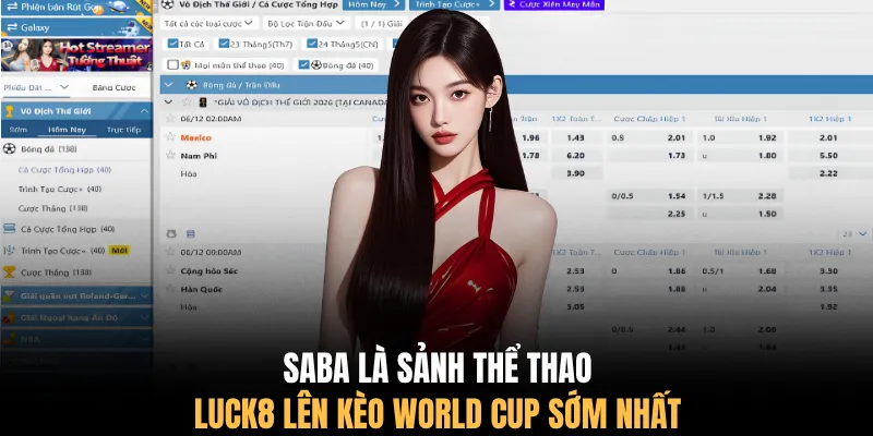 Saba là sảnh thể thao LUCK8 lên kèo World Cup sớm nhất